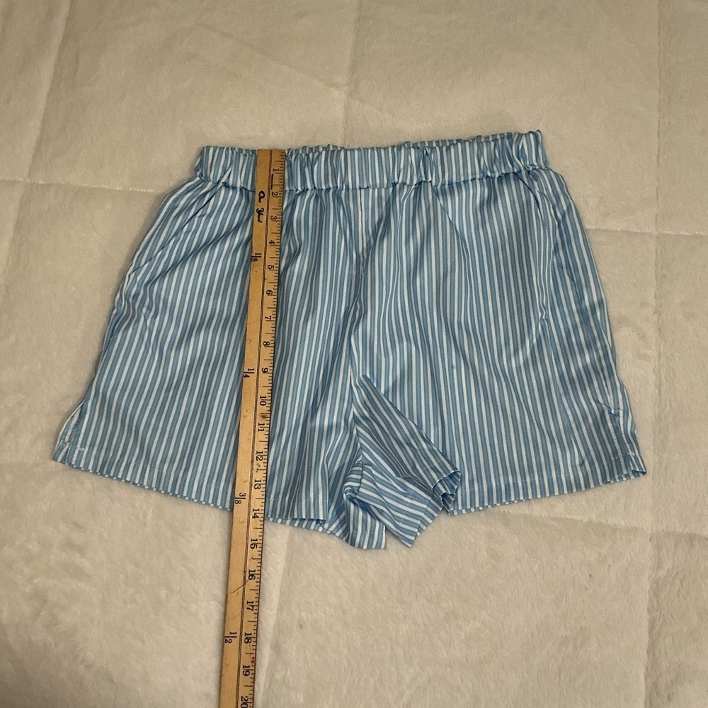 DO NOT BUY. “SOLD” Blue Striped Button-Up Shirt and Shorts Set - Picture 6 of 9